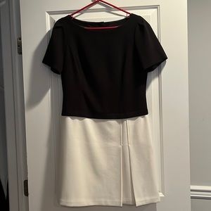 Black and white short sleeve work dress